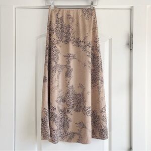 Anthropologie Current Air Animal Print Satin Midi Skirt - XS